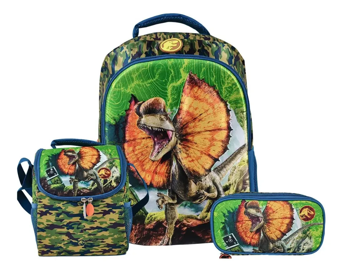 Conjunto de mochilas Scool Magic Lunchbox Jurassic 3D Color Multicolor