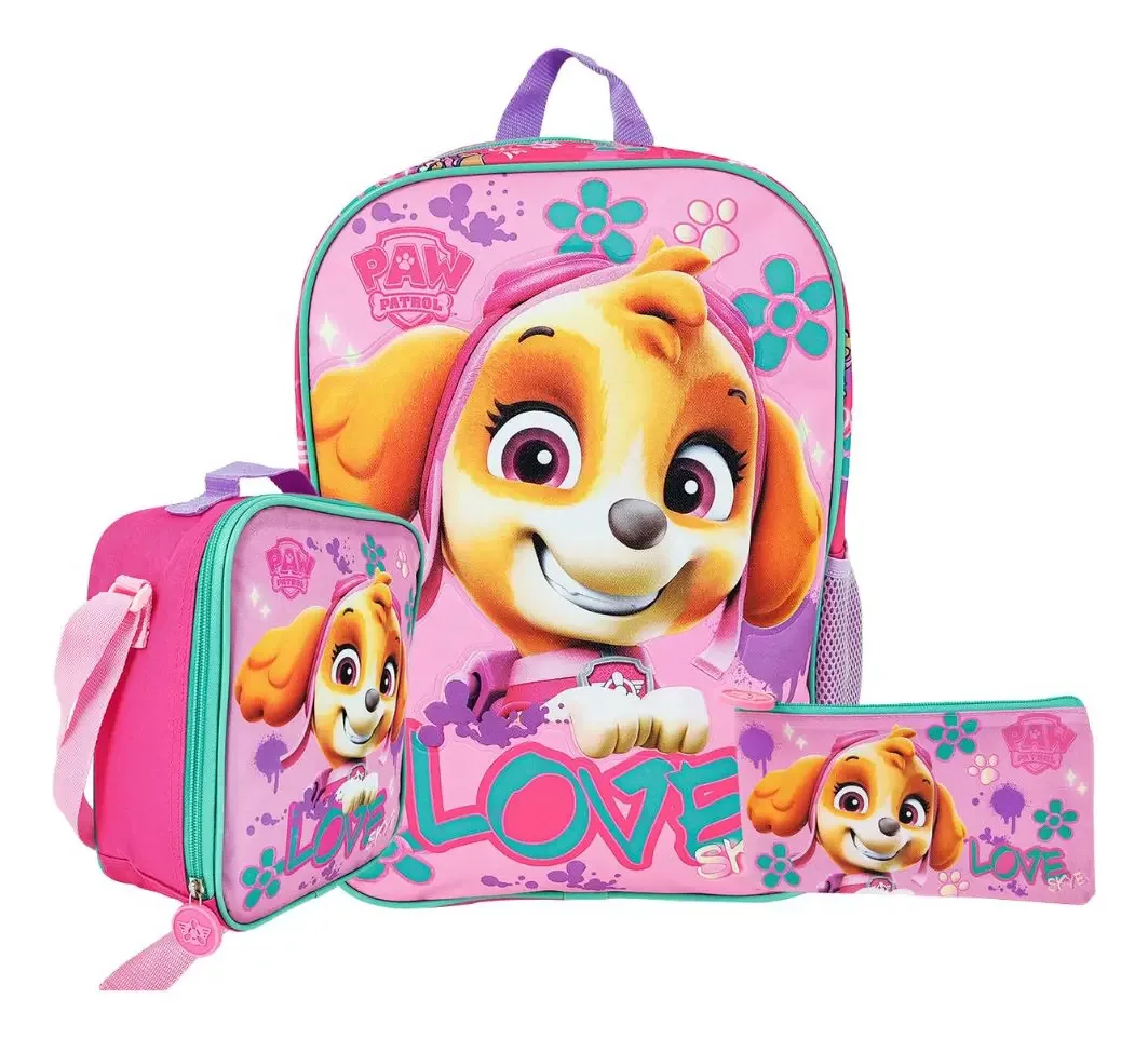 Conjunto de mochilas Scool Kombat Lunchbox Paw Patrol Skye Color Multicolor