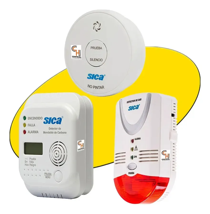 Detectores de gás, fumaça e monóxido de carbono White Sica Alarm