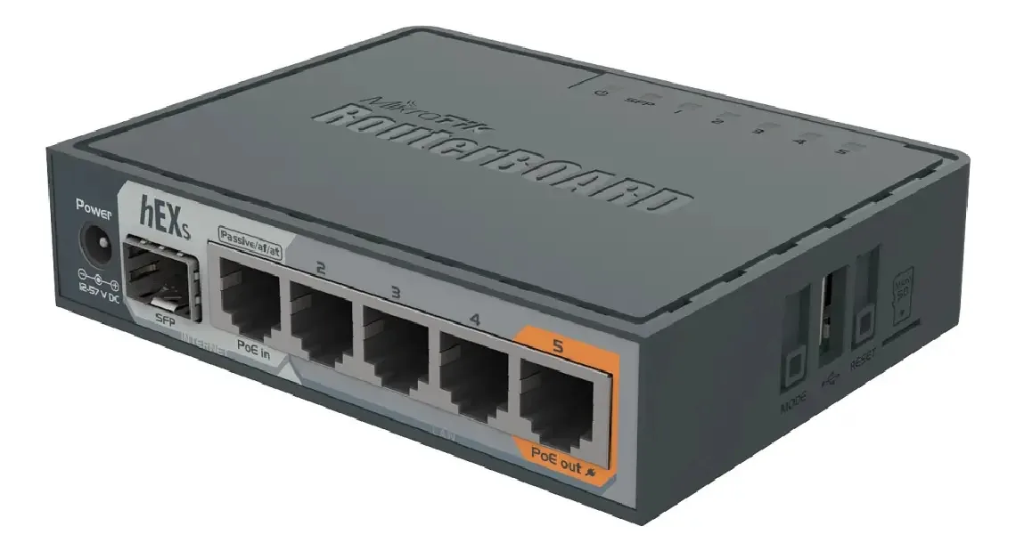 Roteador MikroTik hEX S RB760iGS cinza