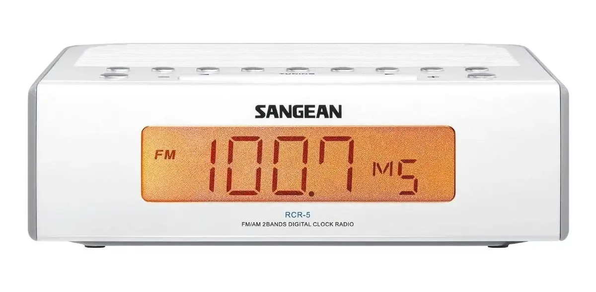 Relógio de mesa digital Am/Fm Rádio Sangean Rcr-5 Branco