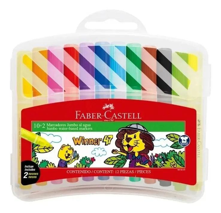 12 marcadores grossos Faber Castell Neon Jumbo