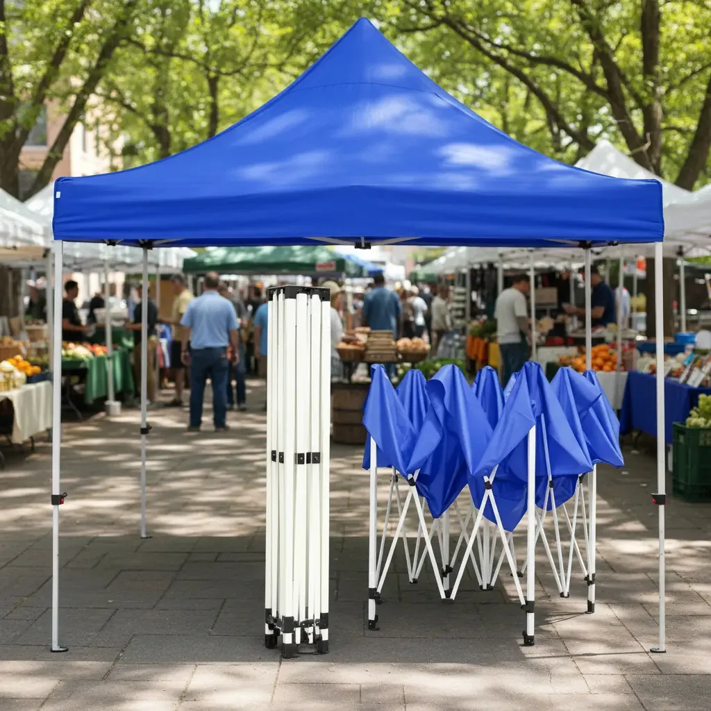 Toldo retrátil azul dobrável Hgq