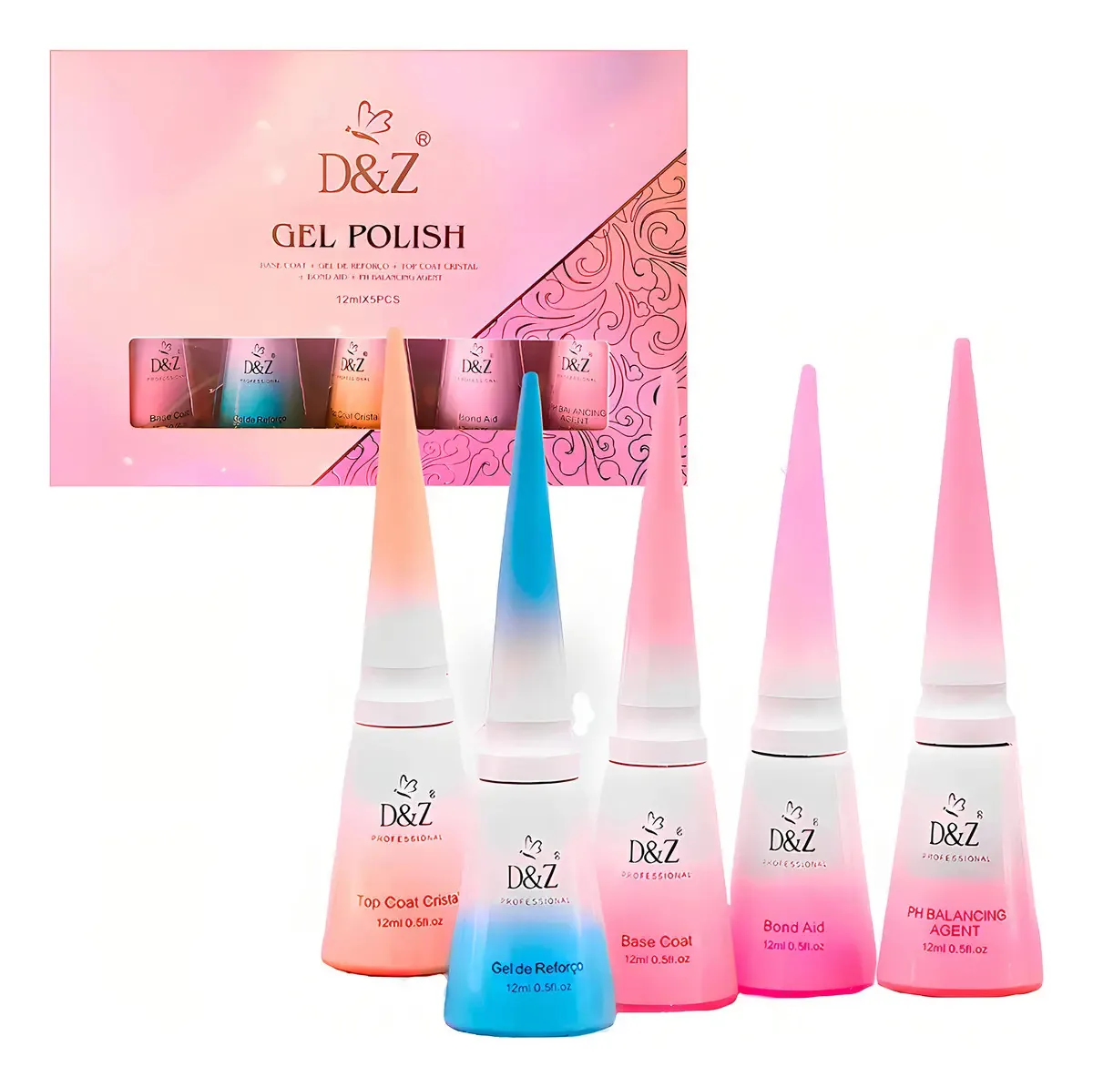 Kit Preparação D&z Unha Profissional Gel Polish Alongamento Cor variada