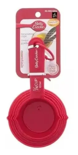 5 copos de medição, colheres de medição de plástico vermelho
