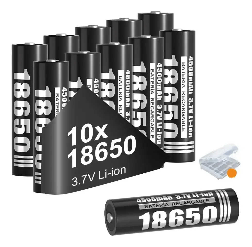 Baterias recarregáveis 18650 de 10 peças para carregadores, Niuhoty com 10 baterias 18650 de 3,7 v Li-ion 4500mah