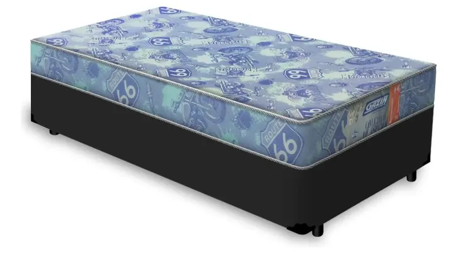 Cama Box Solteiro Preta E Colchão Espuma D20 Gazin Supreme