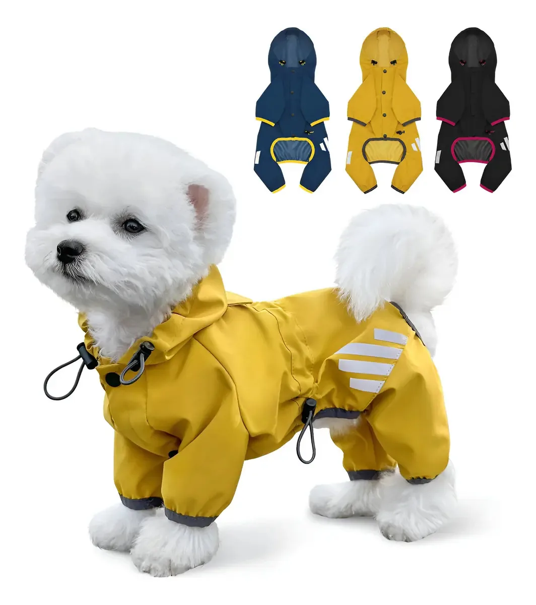 Casaco de chuva para cães, jaqueta impermeável para cães com cor amarelo-GG (comprimento traseiro 13,4 polegadas)
