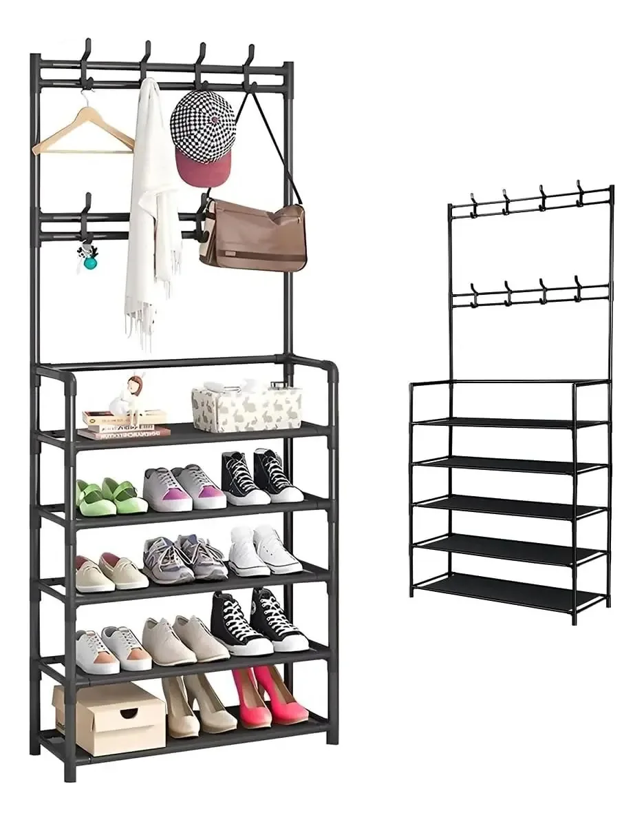 Rack multifuncional, organizador de roupas e sapateira cor preto Hisemy Zapatera Closets