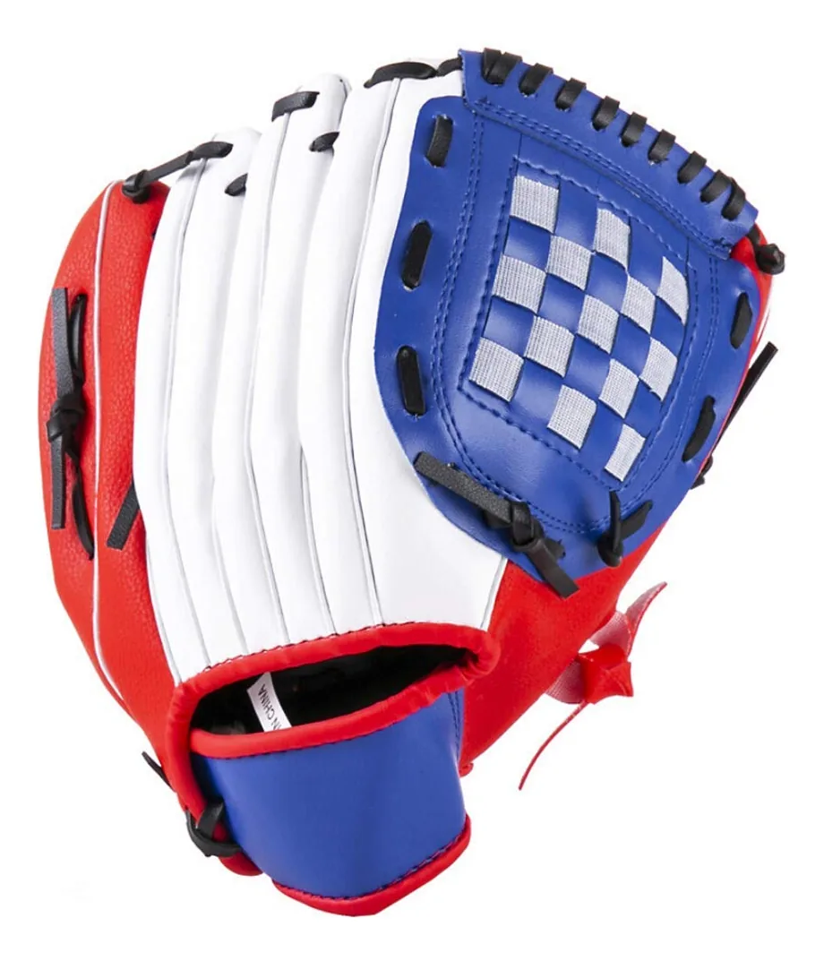 Luvas de Beisebol Fengshaui Contraste de Moda Luvas de Beisebol Macias Antiderrapantes Luvas de Beisebol para Adultos e Adultos Adequadas para Crianças e Adolescentes Adultos (Vermelho, Azul e...
