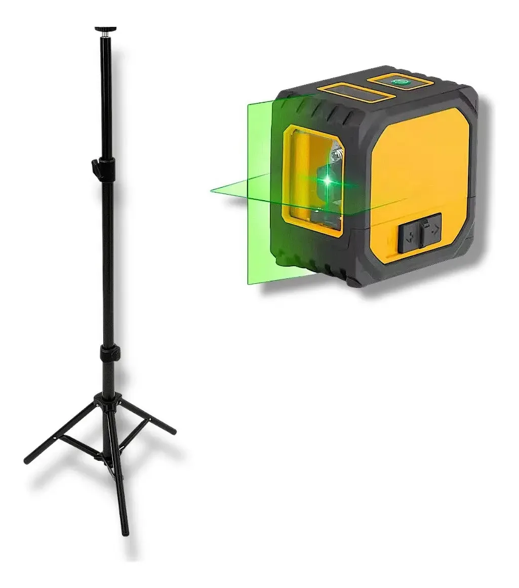 Nível A Laser Verde 2 Linhas Esquadro + Tripé 1,8m Laser