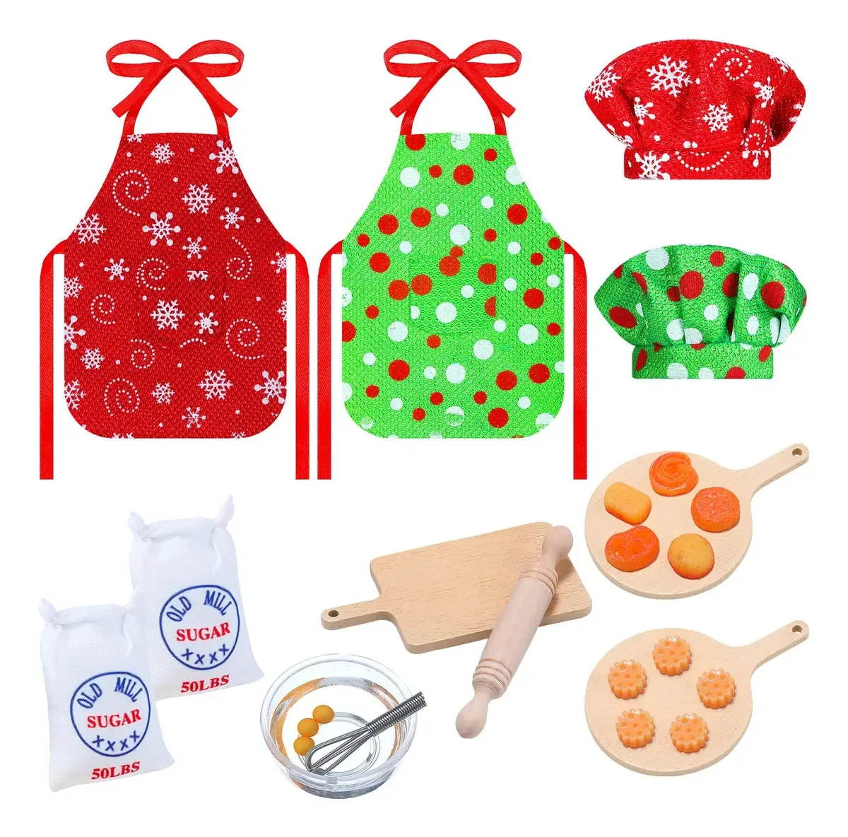 19 Peças Acessórios Duende Natalino Mini Roupas Padeiro