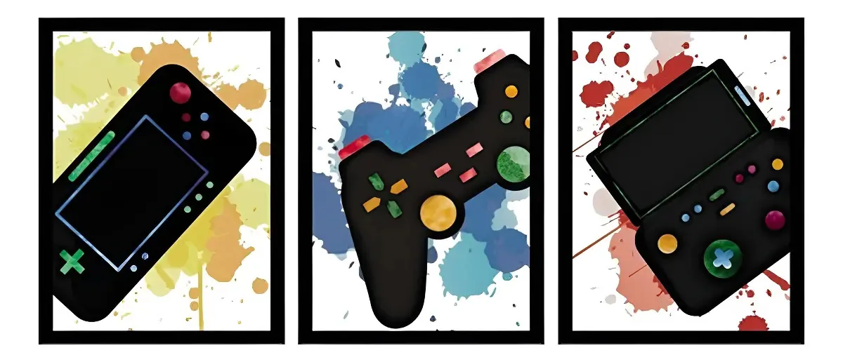 Quadros Decorativos Trio Quarto Gamer Jogos Video Games Geek