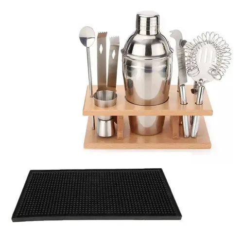 Conjunto de coqueteleiras de aço Barman Drinks, 10 peças, cor metálica
