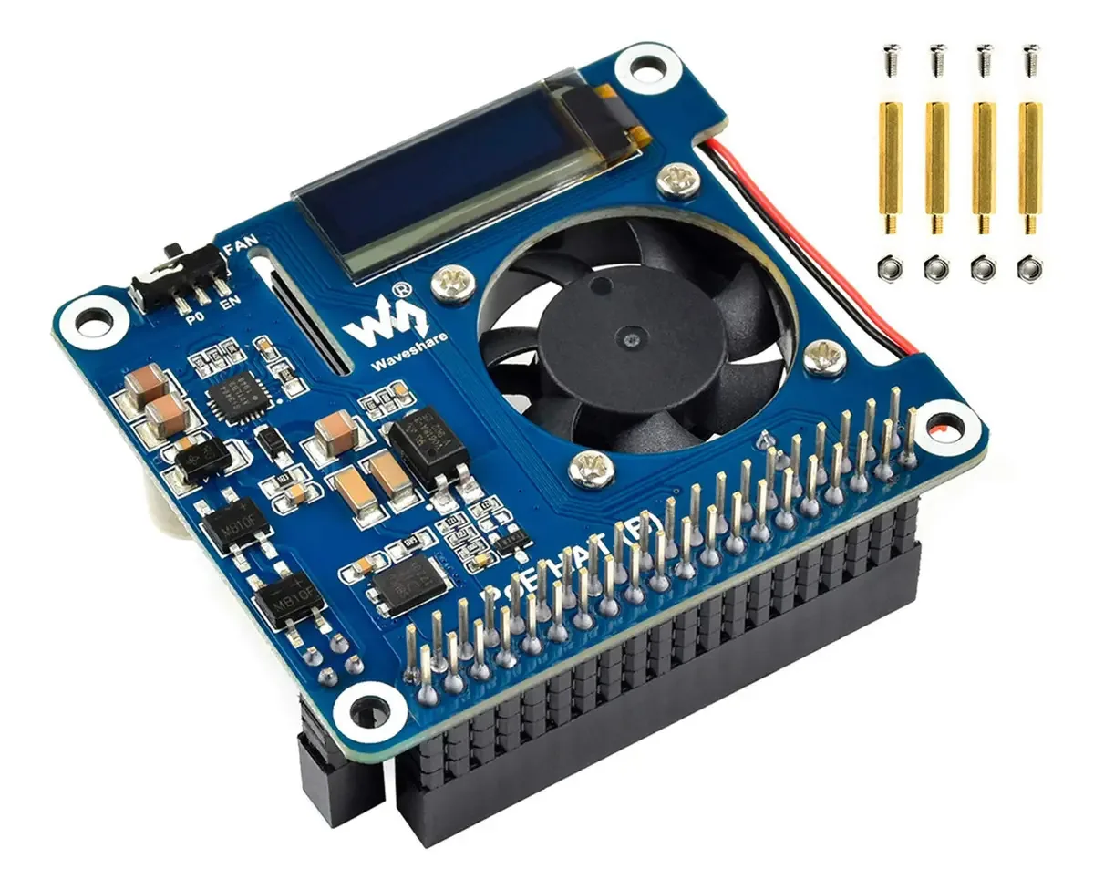 Poe Hat (b) para Raspberry Pi 4b/3b+, Chapéu de Alimentação por Ethernet com OLED de 0.9 polegadas, Compatível com Rede Poe 802.3af, Equipamento de Fornecimento de Energia 802.3af Necessário