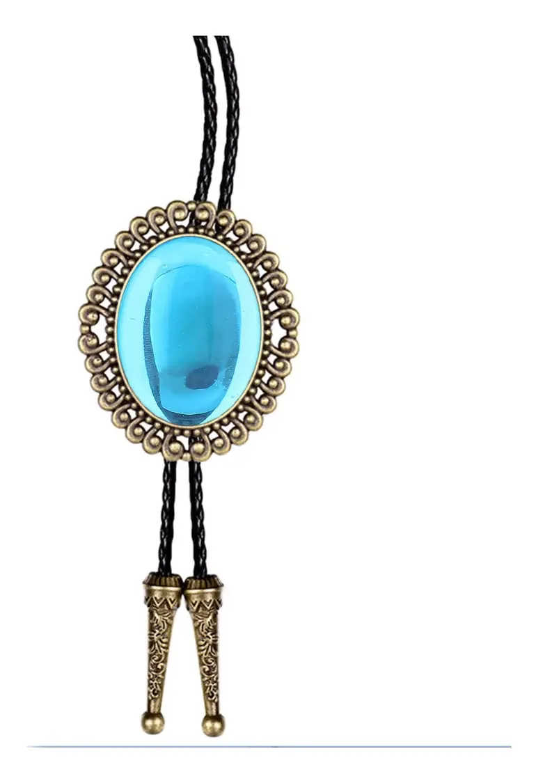 Colar de gravata vintage ocidental estilo cowboy, cor: gravata olho de gato - azul