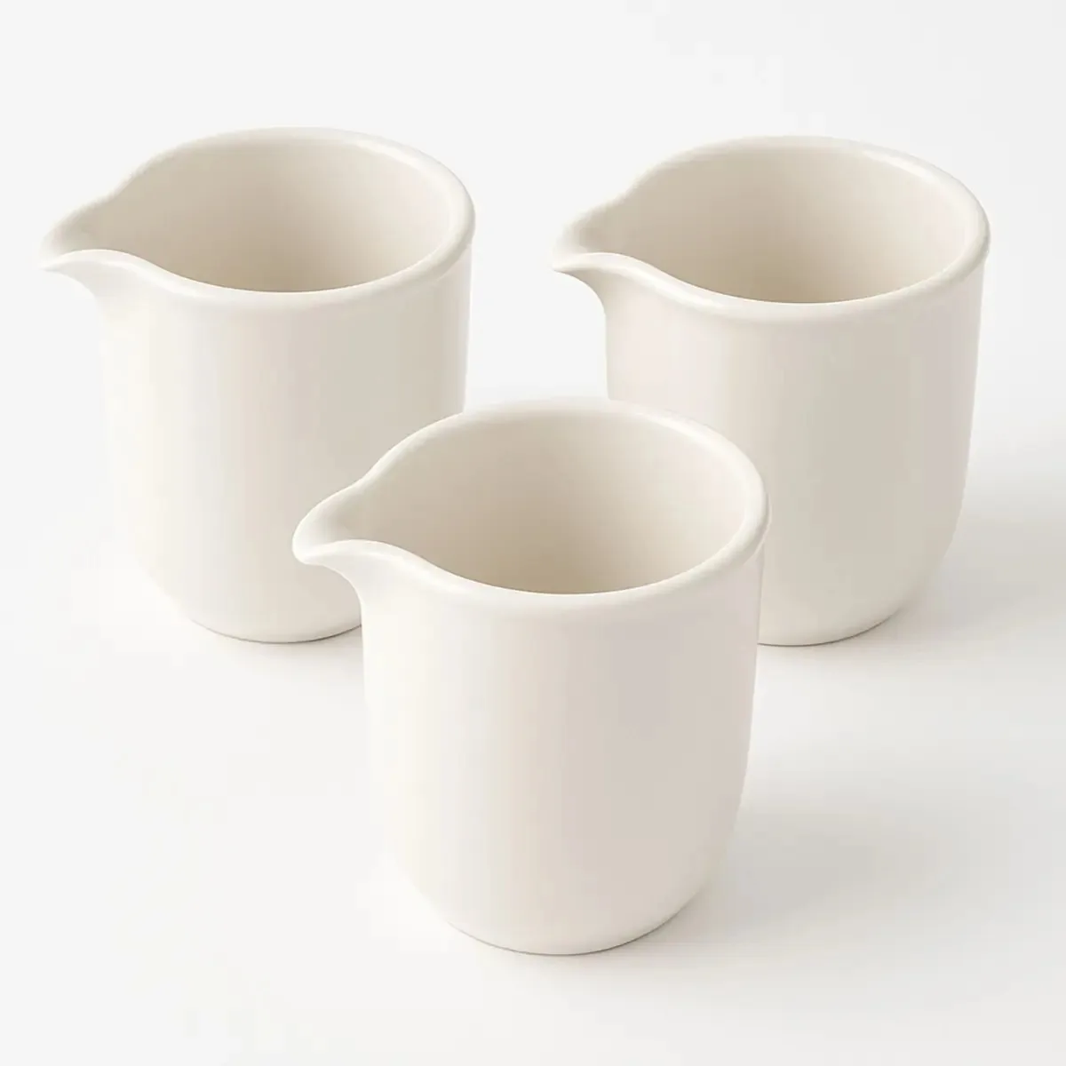 Pacote de 3 copos de laticínios de cerâmica/jarro de leite branco Loza 190 ml