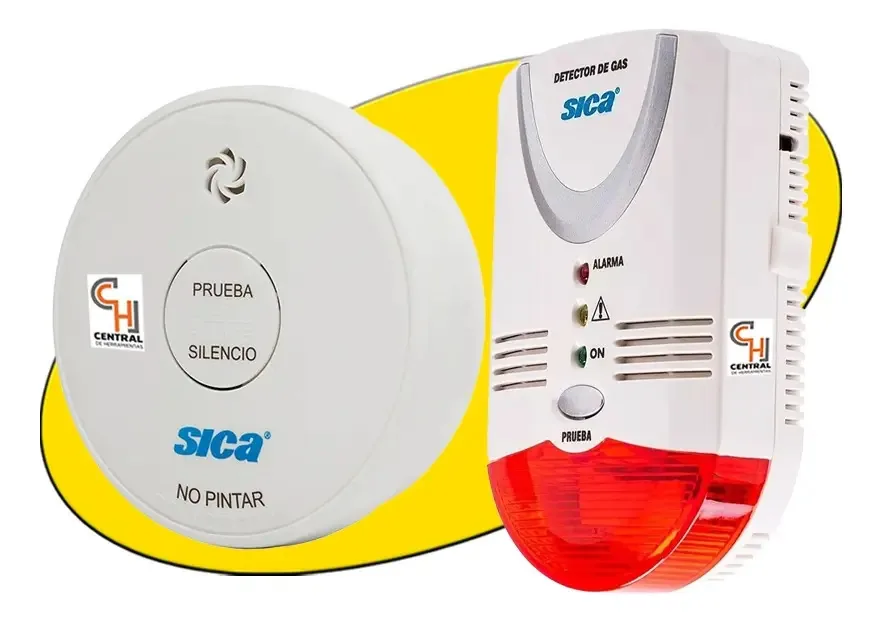 Detector de gás natural embalado+detector de fumaça White Sica Alarm