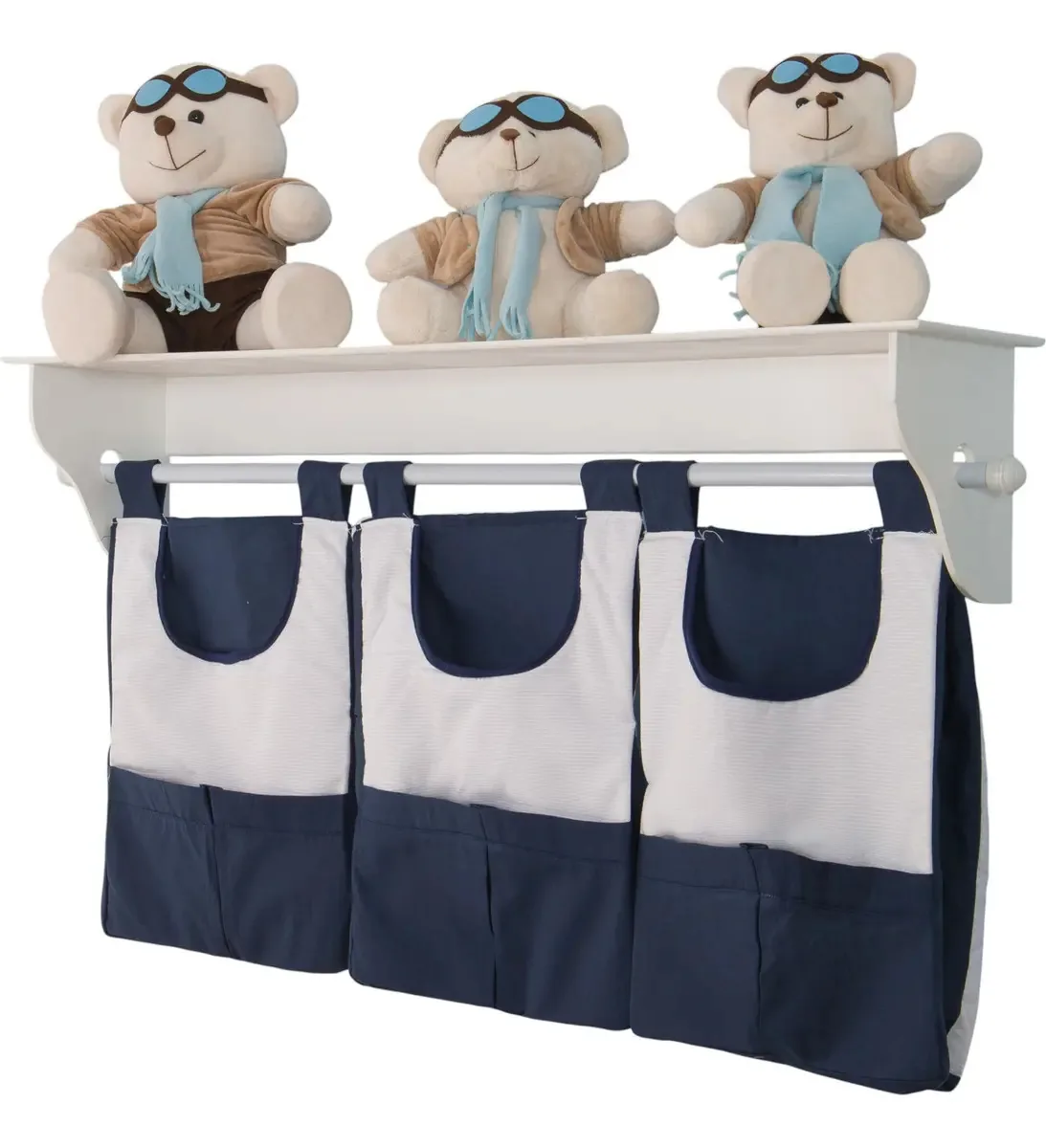Kit Porta Fraldas Para Varão Coleção Imperial - Kit Com 3pçs Cor Azul-marinho