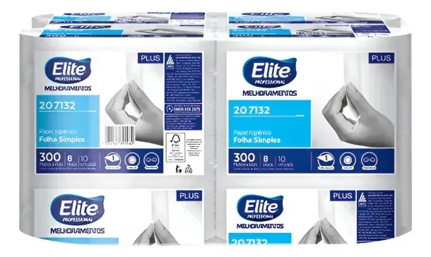 Papel Higienico Rolo Plus Folha Simples Elite 8x300m