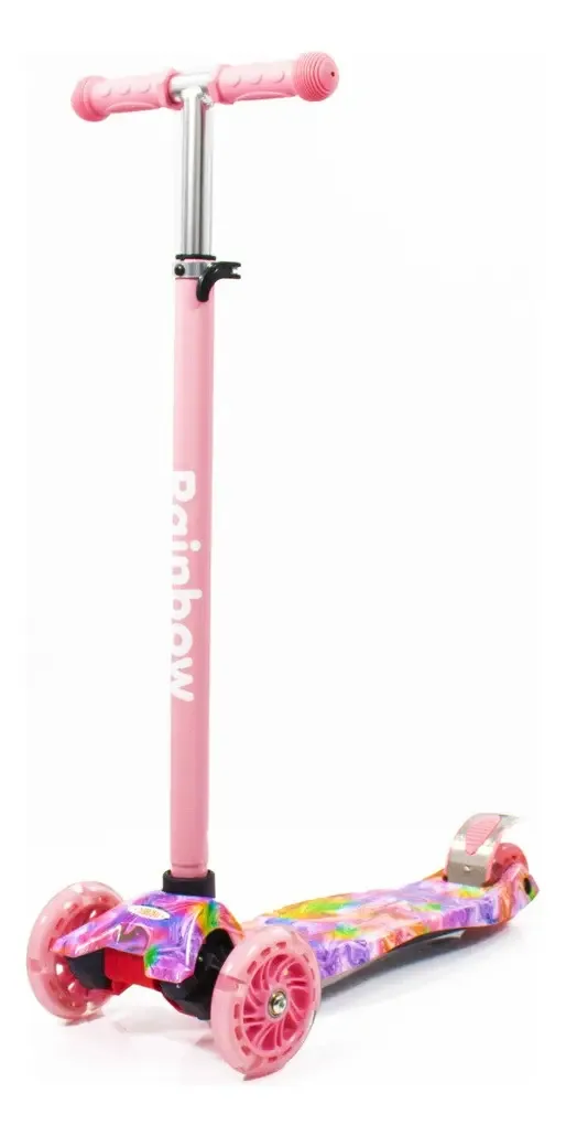 Skate de pé rosa para bebês Rainbow Wind de 4 rodas