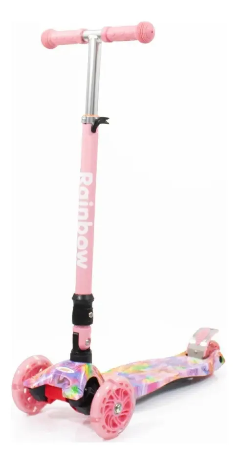 Skate de pé rosa para bebês dobrável de 4 rodas Rainbow Wind