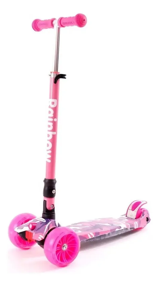 Skate de pé rosa Rainbow Sky de 4 rodas