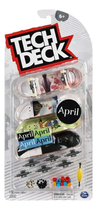 Tech Deck April - 4 Skates De Dedo Com Acessórios Multicolor Creme