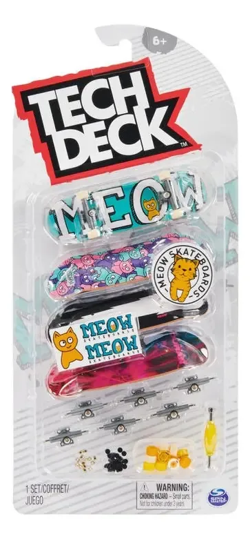Tech Deck Meow Fingerboard 4-pack Skate De Dedo Skateboard