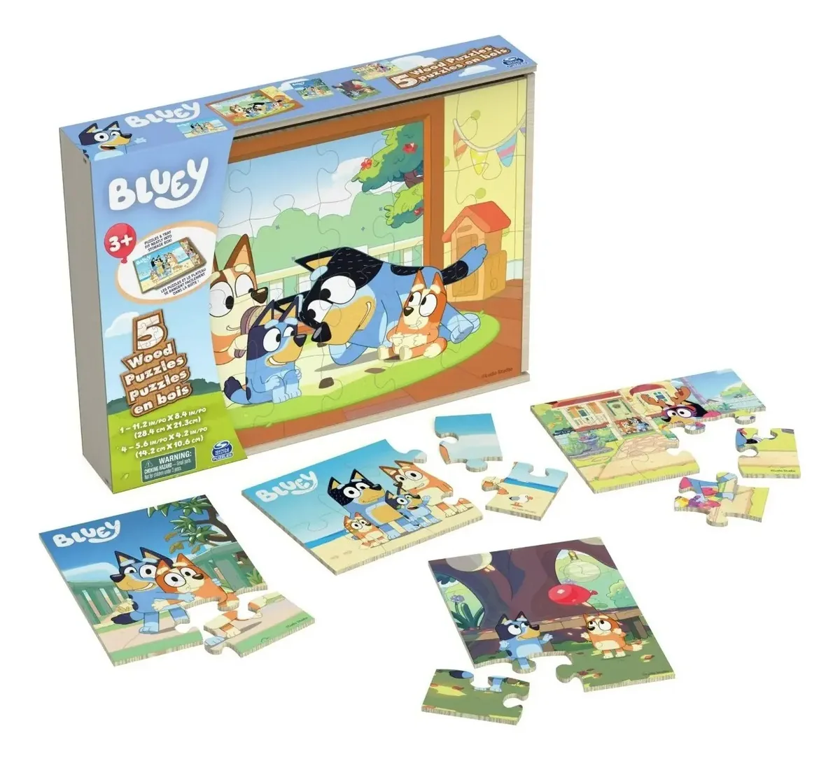 Bluey - Loja de caixas e tampas de madeira com 5 quebra-cabeças