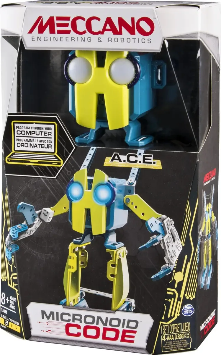 Robô de brinquedo Amarelo Meccano Micronoid Code A.c.e.