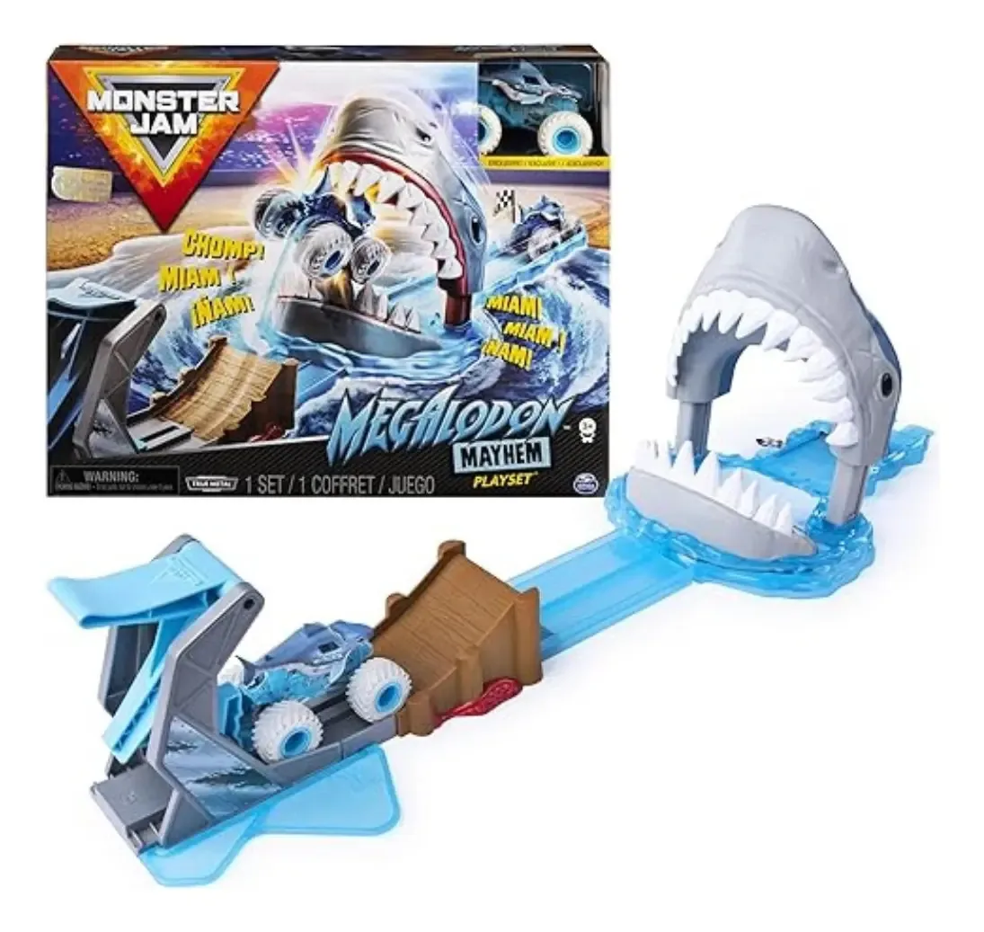 Monster Jam Megalodon cor azul - 4 peças