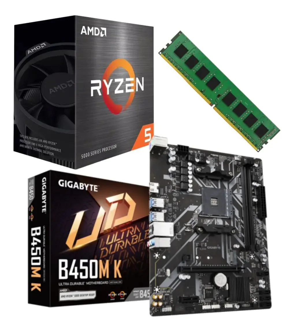 Amd Ryzen 5 5500 + Mother + Combo de atualização de 16 GB, cor preta