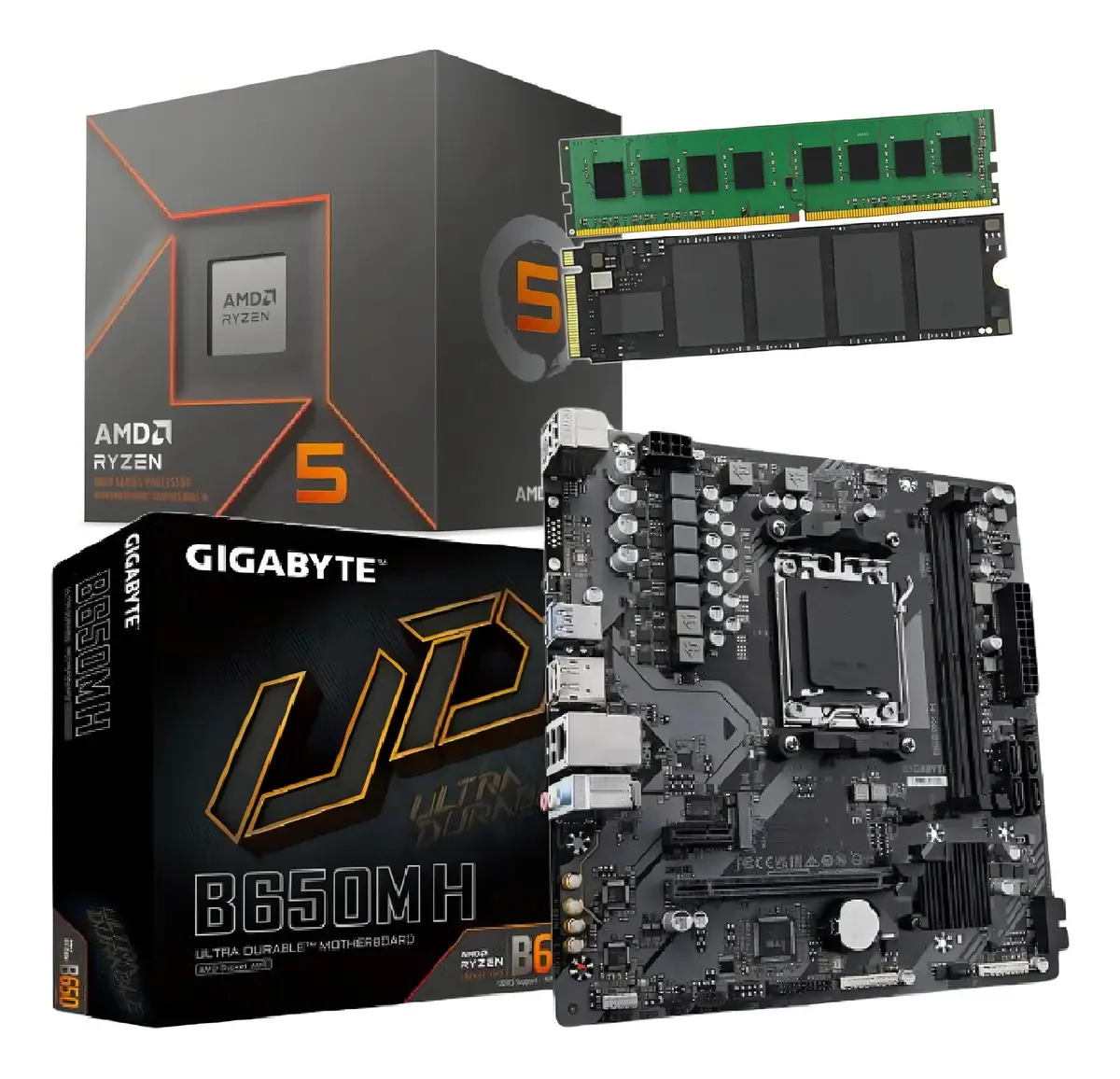 Atualização combinada Amd Ryzen 5 8400f 16 Gb SSD 512 Gb cor preta