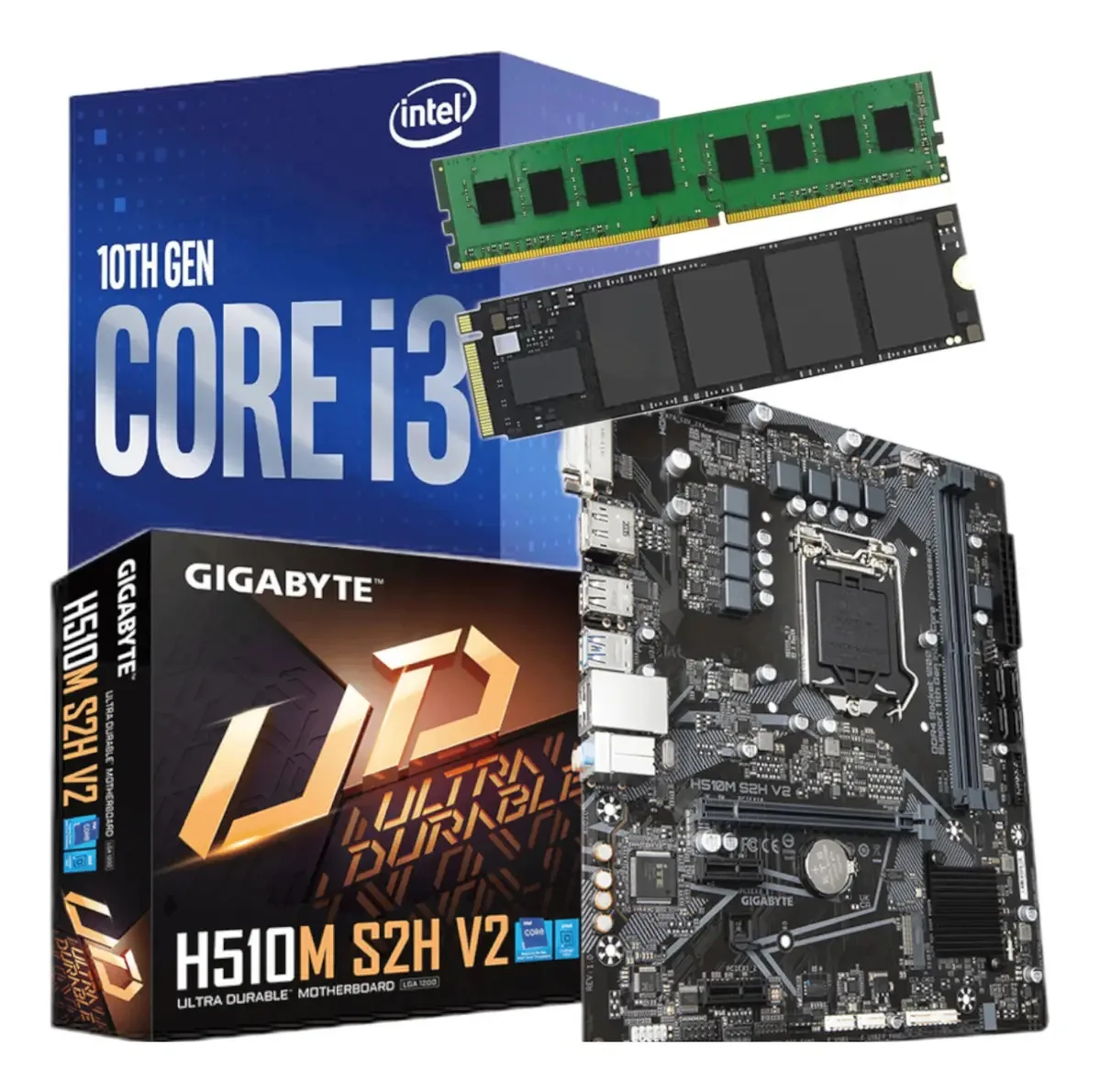 Atualização combinada Intel I3 10100 + Mother 8gb Nvme240, cor cinza escuro