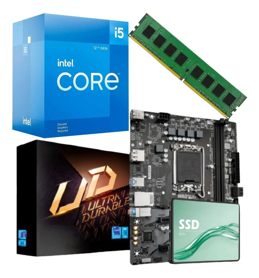 Atualização combinada Intel I5 12400f + 8 Gb + Ssd 480 gb cor preta