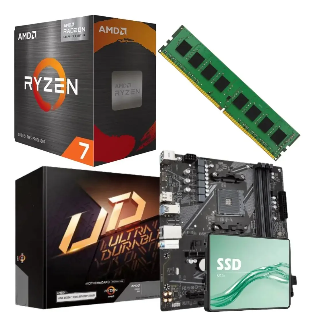 Combinação de atualização Amd Ryzen 7 5700g+mãe+16gb+ssd240, cor preta