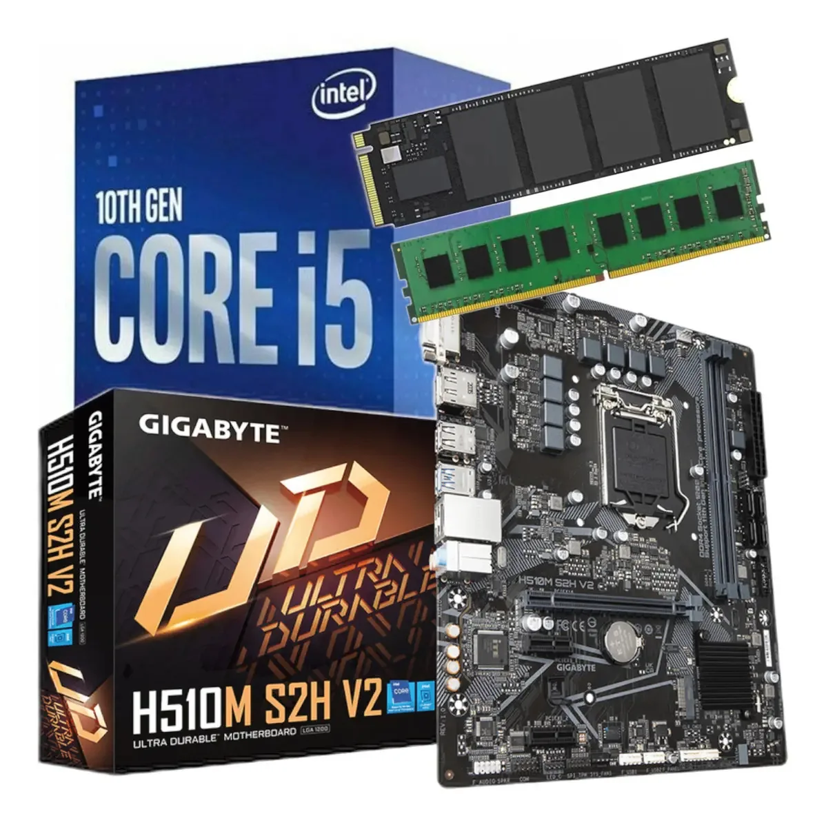 Atualização combinada Intel I5 10400 + Mother 8gb Nvme 240, cor preta