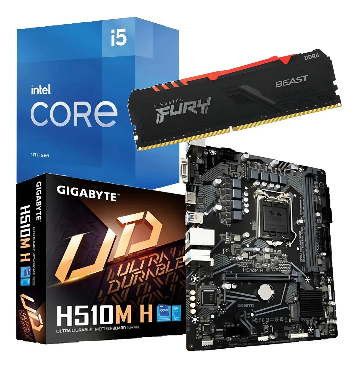 Atualização combinada Intel I5 11400f + 8gb Rgb + cor mãe preta