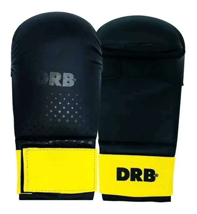 Luvas de couro para treinamento de artes marciais Karate Mitt Cor preto/amarelo tamanho L