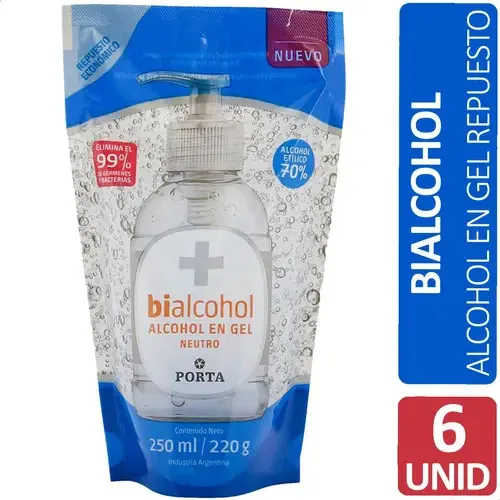 Álcool em Gel Neutro Bialcohol Doypack Reposição - Pacote X6