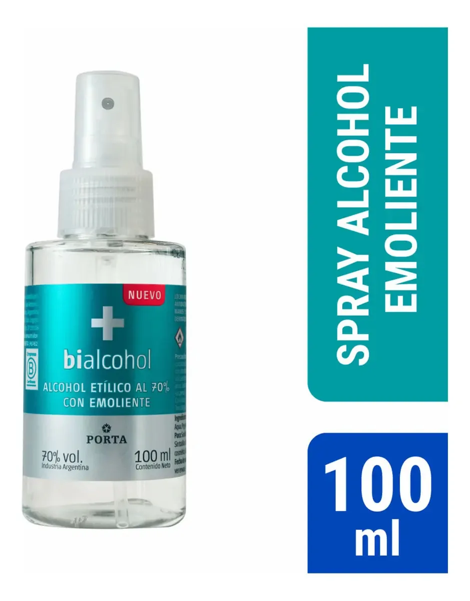Álcool Etílico Emoliente Bialcohol Spray X 100 Cc