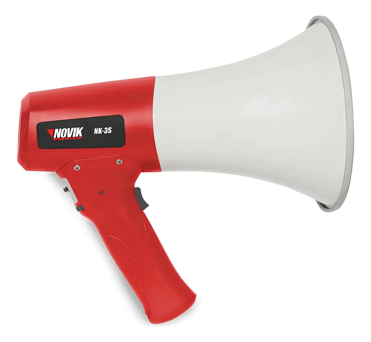 Megafone Novik NK-3s 10w, alcance 250 metros e 10 horas de duração, cor vermelha