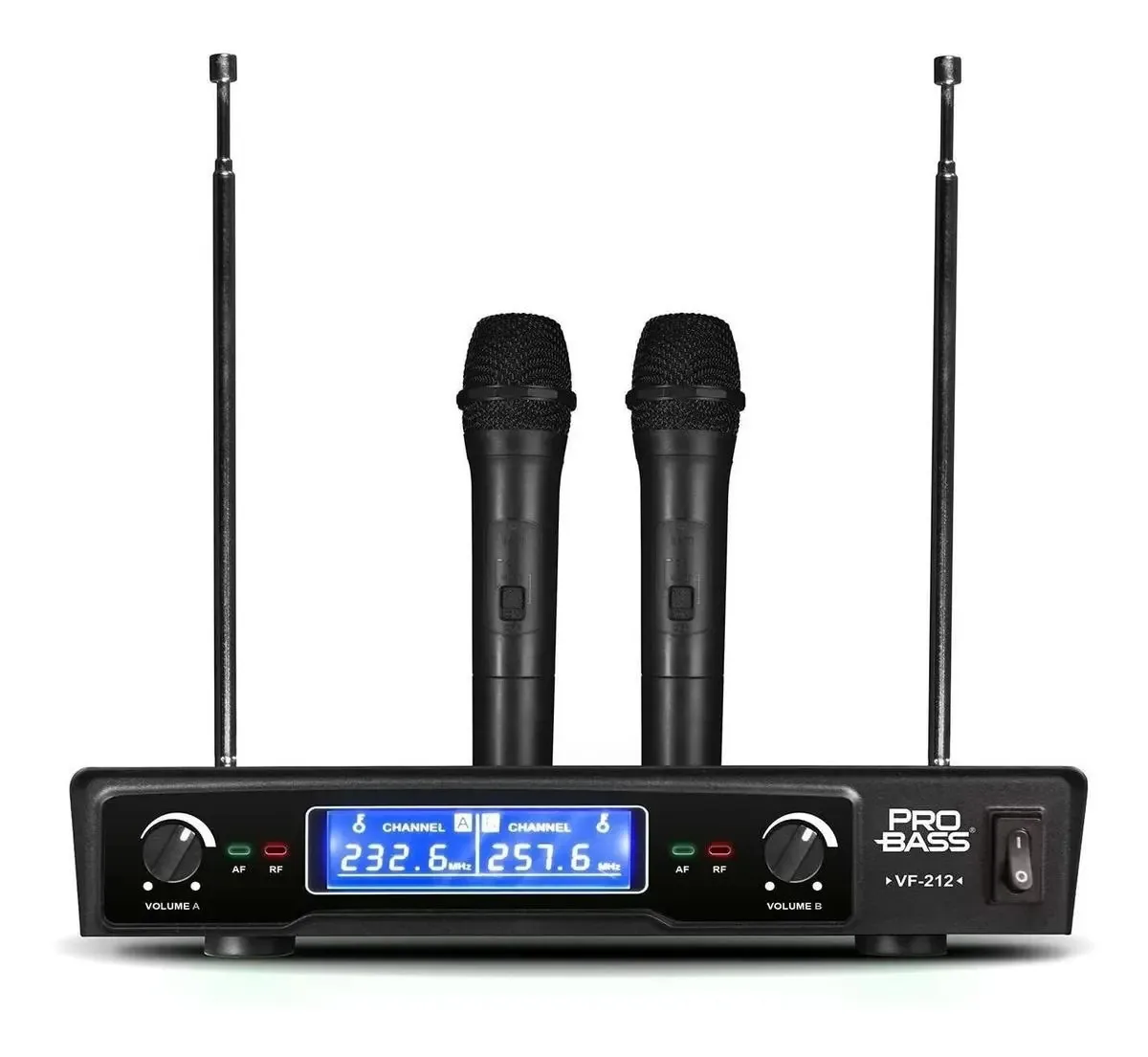 Microfones Pro Bass VF-212 Karaoke Omnidirecional cor preto