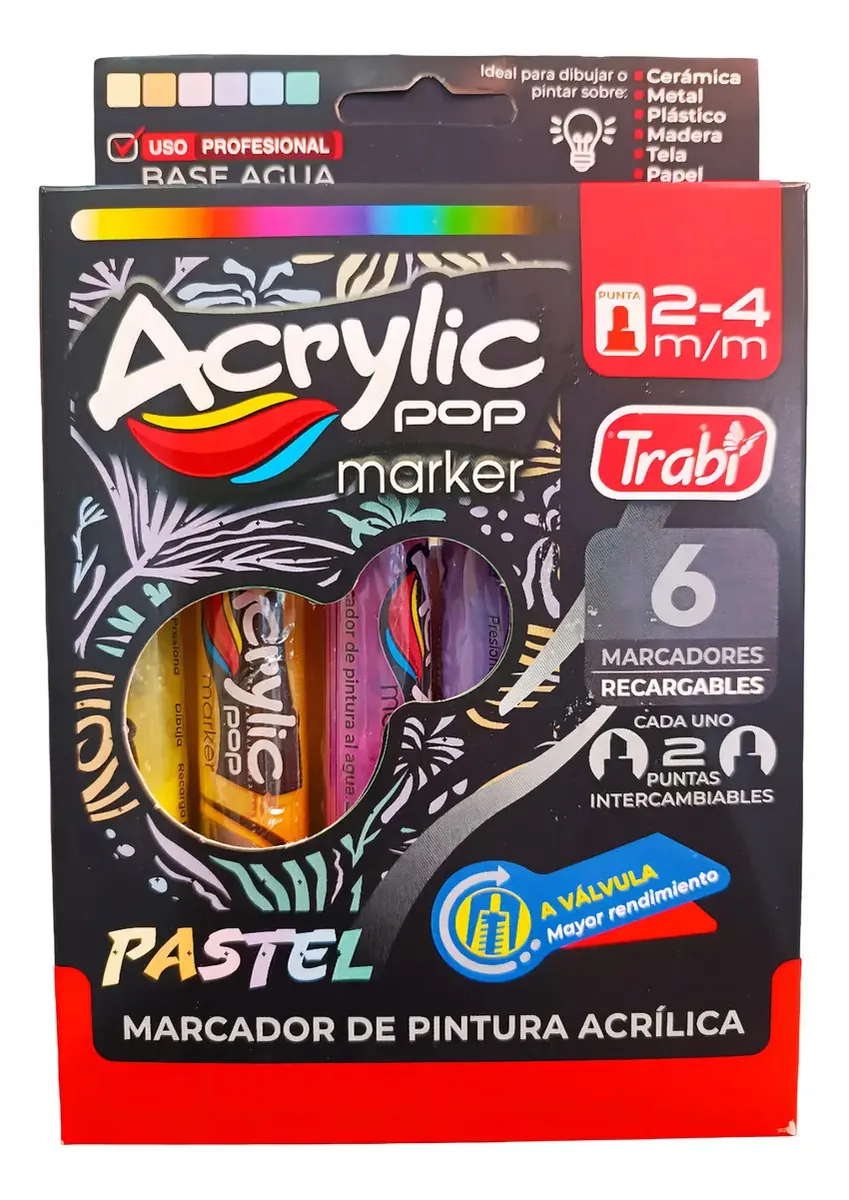 Marcadores De Acrílico Pastel X6 Trabi