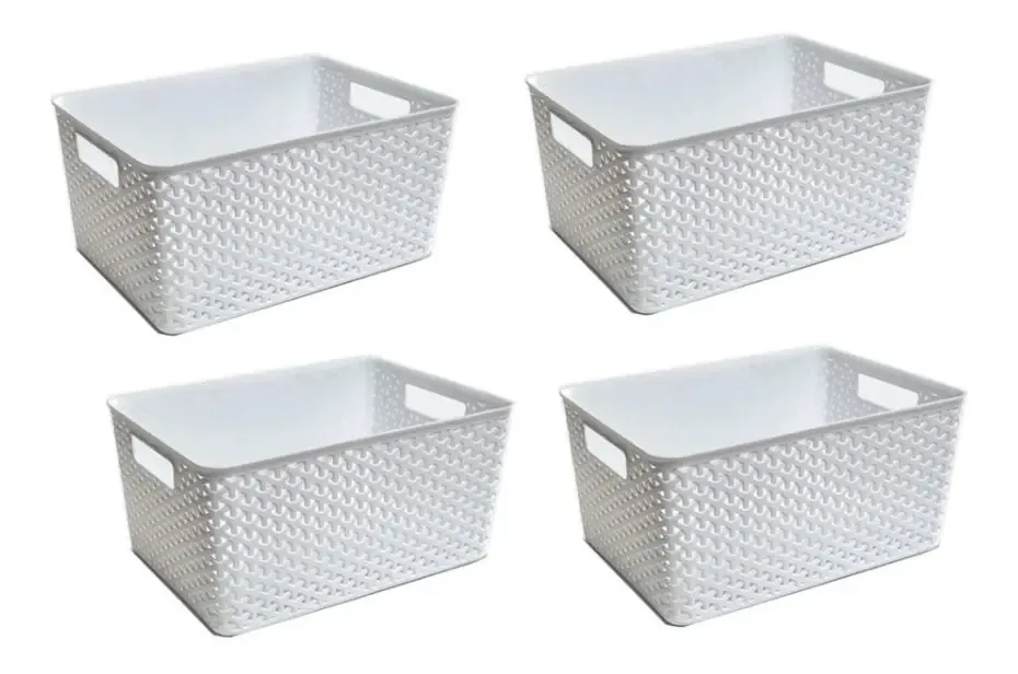 Cesta organizadora de plástico retangular de vime Colombraro X4