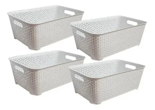 Cesta de plástico grande com baixo teor de vime X 4 U Colombraro Art 993