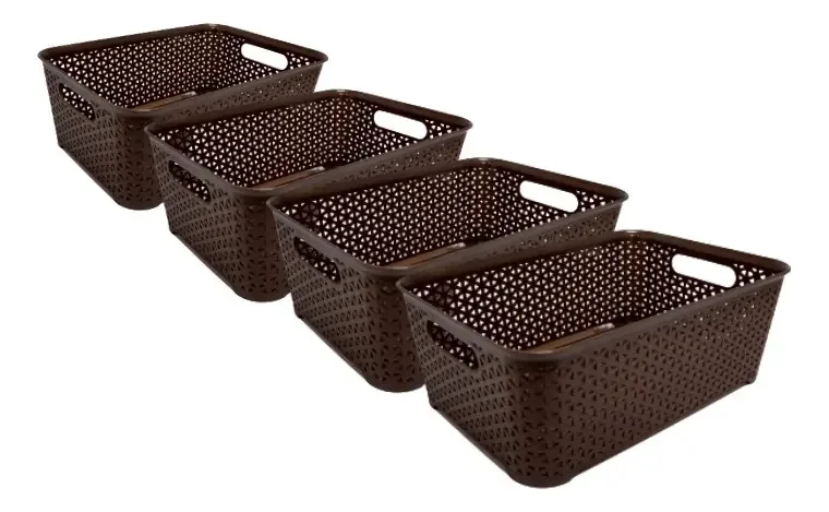 Cesta plástica pequena e média de vime X4 Unid Colombraro