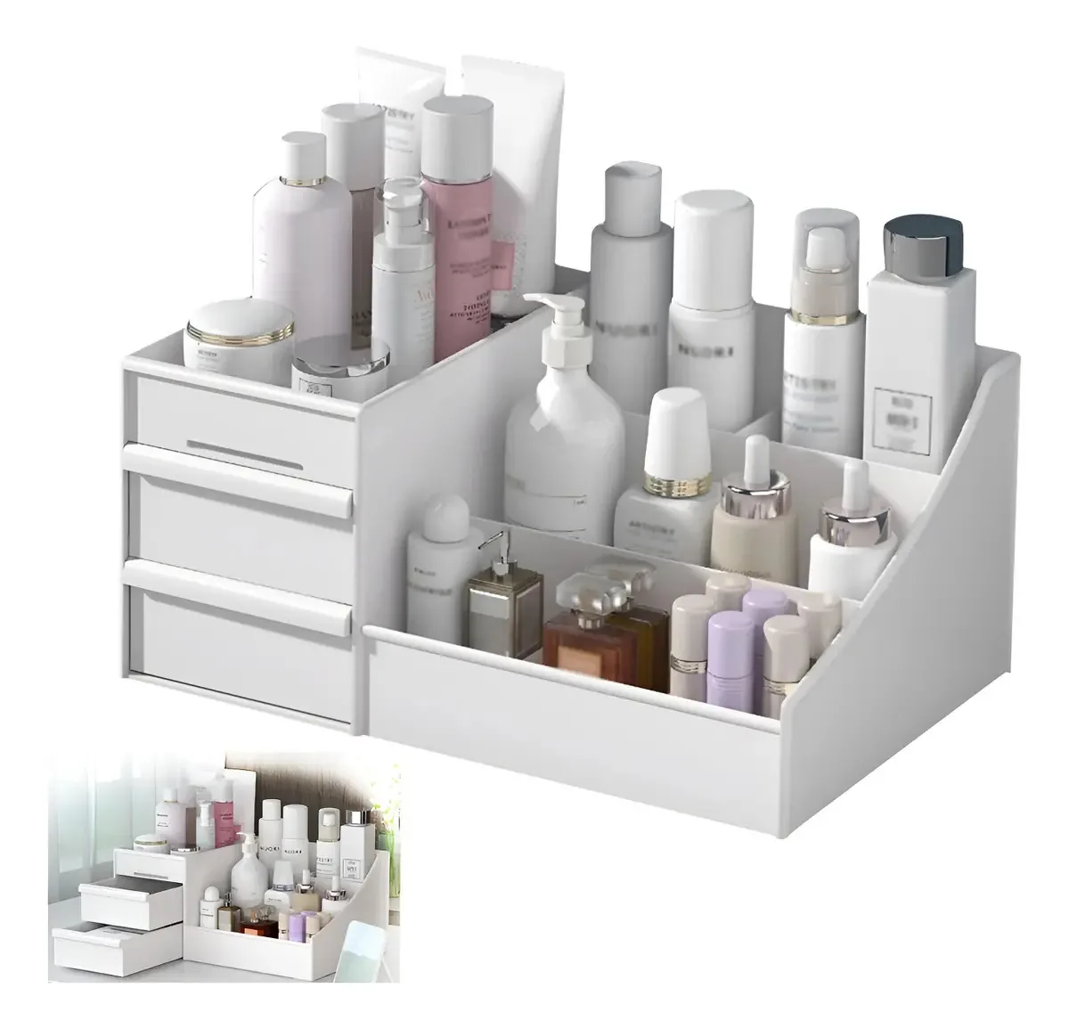 Organizador de maquiagem cosmética branca