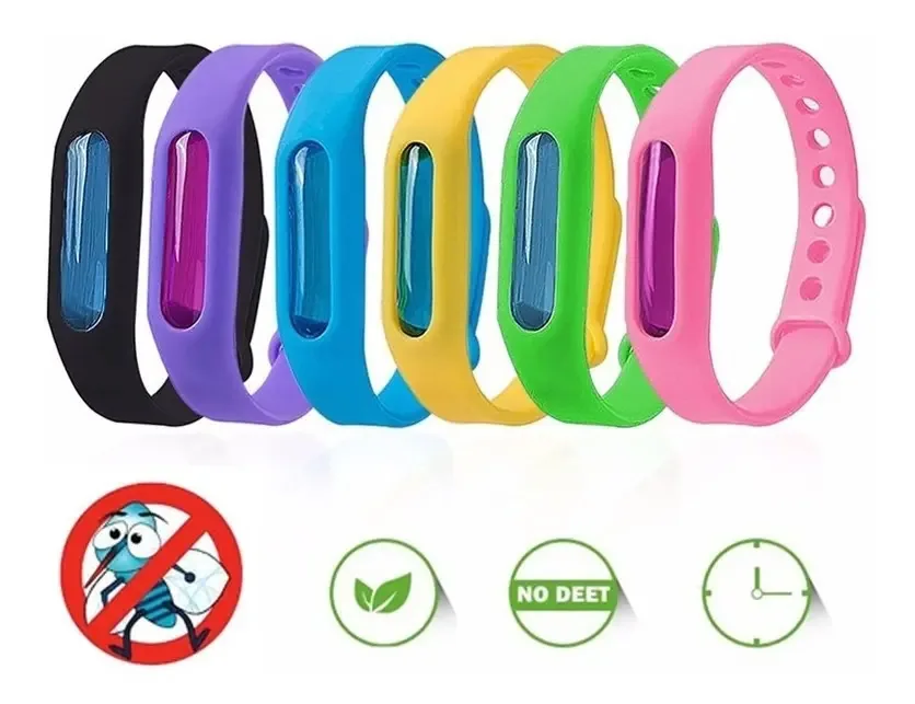 Pulseira de silicone repelente de mosquitos para crianças e adultos, cor verde